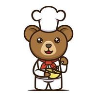 cozinhar design de mascote de urso fofo vetor