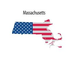 ilustração do mapa de massachusetts em fundo branco vetor