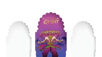 ilustração vetorial criativa do senhor rama matando ravana no festival de cartaz feliz dussehra navratri da índia. tradução dussehra vetor