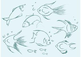 Esboços de peixe de vetores grátis