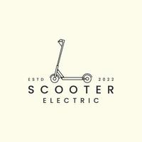 scooter elétrico com design de modelo de ícone de logotipo de estilo de arte de linha. otoped, chute, joelho, ilustração vetorial de cubo excêntrico vetor