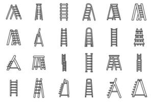 ícones de escada de passo definir vetor de contorno. metal doméstico