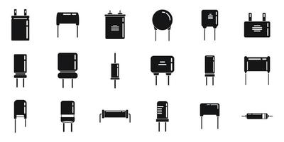 ícones de capacitor definir vetor simples. capacitor de cerâmica de poliéster