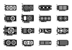 ícones de placa gráfica definir vetor simples. placa de vídeo