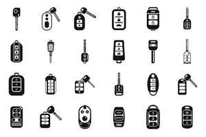 ícones de chave de carro inteligente definir vetor simples. motorista de celular