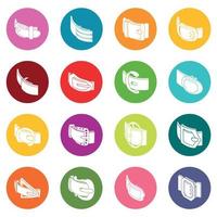 ícones de fivela de cinto definir vetor de círculos coloridos