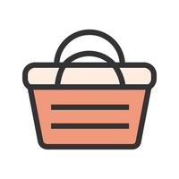 ícone de linha cheia de cesta de legumes vetor