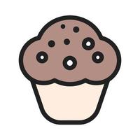 ícone de linha cheia de cupcake de chocolate vetor
