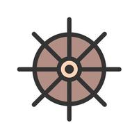ícone de linha cheia de roda de navio vetor