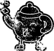 desenho de ícone grunge de um bule de chá azul vetor