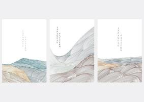 fundo japonês com vetor de padrão de linha. elementos abstratos com modelo de paisagem de arte.