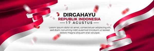 modelo de banner de paisagem de dirgahayu republik indonésia vetor