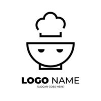 logotipo de restaurante criativo de tigela de chapéu de chef vetor