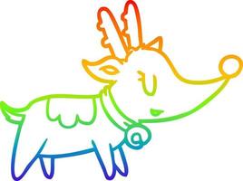 desenho de linha gradiente arco-íris rena de natal vetor