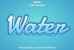 efeito de texto de água com cor azul editável. vetor