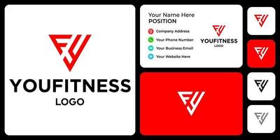 carta yf monograma fitness logotipo design com modelo de cartão de visita. vetor