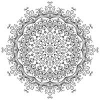 padrão circular em forma de mandala para henna, mehndi, tatuagem, decoração. belo relaxamento ornamento preto e branco. vetor