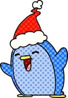 desenho de natal do pinguim kawaii vetor