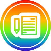 documento e lápis circular no espectro do arco-íris vetor