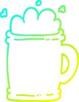 caneca de cerveja de desenho de desenho de linha de gradiente frio vetor