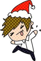 desenho de natal do menino kawaii vetor