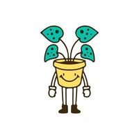 personagem de mascote de planta de queijo suíço bonito, ilustração para t-shirt, roupa de rua, adesivo ou mercadoria de vestuário. com estilo doodle, retrô e desenho animado. vetor