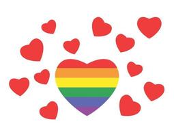 orgulho com forma de coração, cor do arco-íris. conceito de símbolo de orgulho lgbt vetor