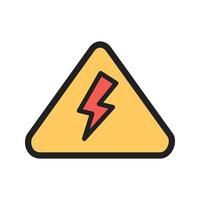 ícone de linha cheia de perigo de eletricidade vetor