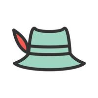 ícone de linha cheia de chapéu de mulher vetor
