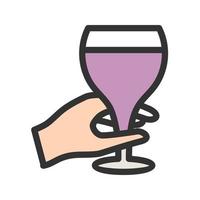 segurando o ícone de linha cheia de taça de vinho vetor