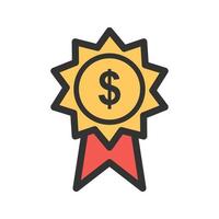 ícone de linha cheia de distintivo de dólar vetor
