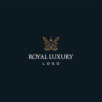design de logotipo elegante com tema de luxo e cor dourada vetor