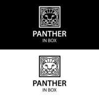 pantera preto e branco na caixa design de logotipo vintage retrô vetor