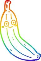 desenho de linha de gradiente de arco-íris desenho de banana vetor
