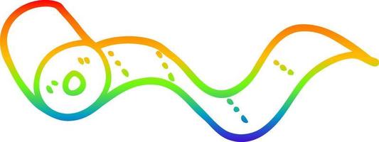 desenho de linha de gradiente de arco-íris rolo de papel higiênico de desenho animado vetor