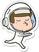 adesivo de um astronauta confiante de desenho animado vetor