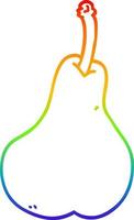 desenho de linha gradiente arco-íris desenho animado pera saudável vetor