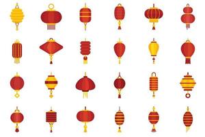 ícones de lanterna chinesa definir vetor plano isolado