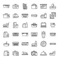 ícones de almoço definir vetor de contorno. bandeja de comida