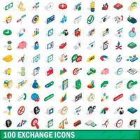 conjunto de 100 ícones de troca, estilo 3d isométrico vetor