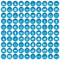 100 ícones de aparelhos definidos em azul vetor