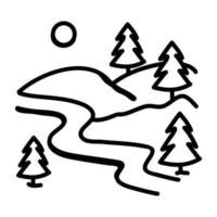 um ícone de design de doodle de pinheiros vetor