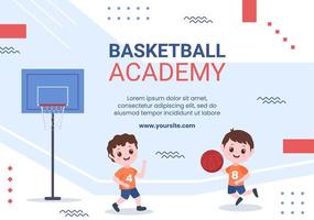 modelo de mídia social para crianças da academia de basquete ilustração vetorial de fundo dos desenhos animados vetor