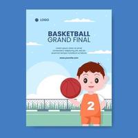 modelo de cartaz vertical de mídia social de torneio de esportes de basquete ilustração vetorial de fundo dos desenhos animados vetor