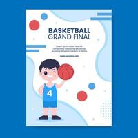 modelo de cartaz vertical de mídia social de torneio de esportes de basquete ilustração vetorial de fundo dos desenhos animados vetor