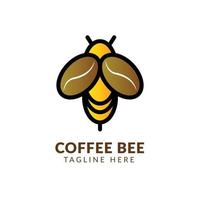 ilustração de bebida de xícara de café e inspiração de design de logotipo de abelha, vetor de logotipo de café de abelha, logotipo de contorno