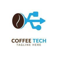 logotipo o vetor de tecnologia de café, símbolo de logotipo de café ou modelo de ícone, símbolo de logotipo de tecnologia de café ou modelo de ícone