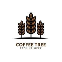 modelo de design de logotipo de café de árvore, árvore de café gráfica desenhada à mão com grãos. ilustração vetorial para rótulos, embalagens, design de logotipo. vetor