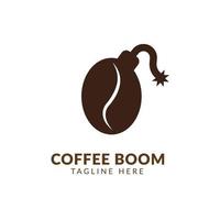 logotipo de boom de café, fundo de símbolo de café de ícone de vetor de boom, modelo de logotipo de grão de café