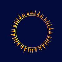 Eclipse logo linha pop art potrait design colorido com fundo escuro. ilustração em vetor abstrato.